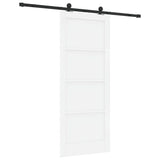 Sliding Door White and Black 83 x 202 cm Solid Pine Wood 3333365