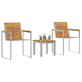 Sun Lounger 3 pcs Brown Solid Teak Wood and Stainless Steel 3334843