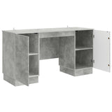 Desk with Door Concrete Grey 142.5 x 50 x 75 cm Engineered Wood 3414624
