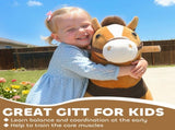 Ride On Horse, Plush Walking Horse Toy with Wheels and Saddle for Ages 3-5 Years Old, Brown T3398P422161