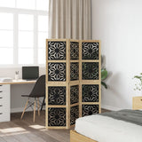 Room Divider 3 Panels Brown and Black Solid Wood Paulownia 358797