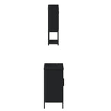 ZNTS 2 Piece Bathroom Furniture Set Black Engineered Wood 3214660