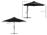 3 Solar LED Cantilever Parasol - Black T3398P319943