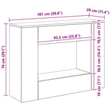 Console Table White 101 x 29 x 74 cm Engineered Wood 899861