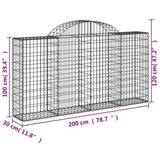 Arched Gabion Baskets 8 pcs 200x30x100/120 cm Galvanised Iron 3146116