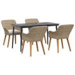 Garden Dining Set with Cushion 5 pcs Beige Poly Rattan 3261693