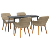 Garden Dining Set with Cushion 5 pcs Beige Poly Rattan 3261693