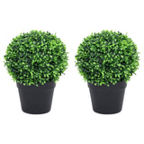 Artificial Boxwood Plants 2 pcs with Pots Ball Shaped Green 32 cm 336519