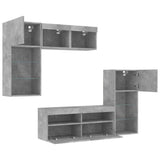 5 Piece TV Wall Units with LED Concrete Grey Engineered Wood 3216728