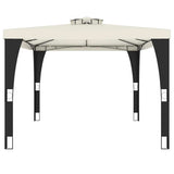 Gazebo with Double Roof Cream 3.98x2.98 m Steel 368442