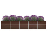 Garden Raised Bed Galvanised Steel 400x80x45 cm Brown 47058