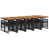 11 Piece Garden Dining Set with Cushions Black Poly Rattan 3210759
