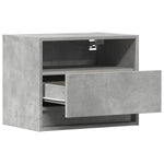 ZNTS Wall-mounted Bedside Cabinet with LED Lights Concrete Grey 852067
