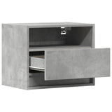 ZNTS Wall-mounted Bedside Cabinet with LED Lights Concrete Grey 852067