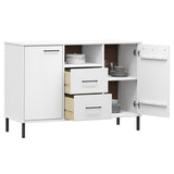 Sideboard with Metal Legs White 113x40x77 cm Solid Wood OSLO 351020