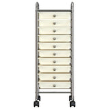 10-Drawer Mobile Storage Trolley White Plastic 320403