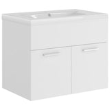 Sink Cabinet with Built-in Basin White Engineered Wood 3070820