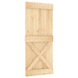 Sliding Door Natural and White 90 x 210 cm Solid Pine Wood 3445041