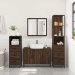 ZNTS 4 Piece Bathroom Furniture Set Brown Oak Engineered Wood 3301254