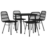 5 Piece Garden Dining Set Black Poly Rattan 3157895