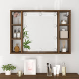 ZNTS Mirror Cabinet with LED Brown Oak 76x15x55 cm 820447