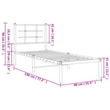 Metal Bed Frame without Mattress with Headboard Black 75x190cm 355551