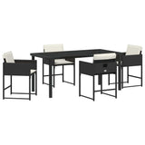 Garden Dining Set 5 pcs Black Poly Rattan 3380715