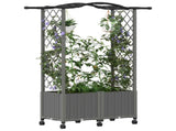 Raised Bed with Trellis and Roof Light Grey 125 x 40 x 144 cm 3423016