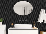Herringbone Tile 10 pcs Black 30 x 30 cm Polyurethane and PET 42021283