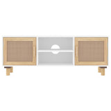 TV Cabinet White 105x30x40 cm Solid Wood Pine&Natural Rattan 345615
