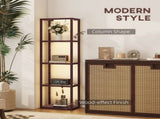 LED Floor Lamp with Glass Shelves, 4 Layers Dimmable Tall Standing Lamp, Modern Column Shelf Floor T3398P376730