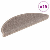 Stair Mats 15 pcs 56x17x3 cm Dark Beige Half Round 326896