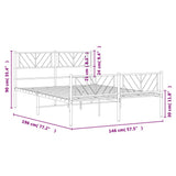 Metal Bed Frame without Mattress with Footboard Black 140x190cm 372197