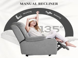 Microfibre Manual Reclining Armchair, with Footrest - Grey T3398P377942
