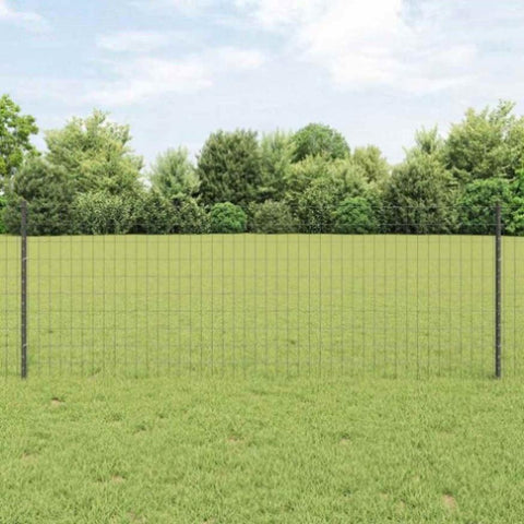Fence with Posts Grey 0.8 x 10 m Steel 3336064