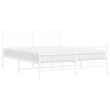 Metal Bed Frame without Mattress with Footboard White 160x200cm 373761