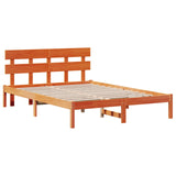 Bed Frame with Headboard Brown 140 x 200 cm Solid Pine wood 872163