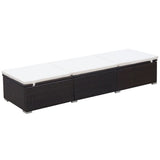 Sun Lounger with Cream White Cushion Poly Rattan Brown 317105