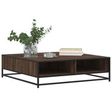 ZNTS Coffee Table Brown Oak 100x100x30 cm Engineered Wood and Metal 848778