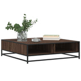 Coffee Table Brown Oak 100x100x30 cm Engineered Wood and Metal 848778