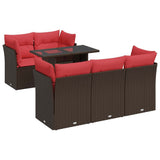 6 Piece Garden Sofa Set with Cushions Brown Poly Rattan Acacia 3326105