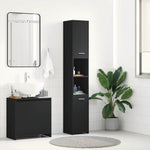 Bathroom Cabinet Black 30x30x183.5 cm Engineered Wood 802598
