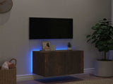 TV Wall Cabinet with LED Lights Smoked Oak 60x35x41 cm 837310