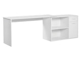 L-Shaped Desk, Corner Computer Desk, Adjustable Study Table with Storage Shelf, Drawer and Cabinet, T3398P329832