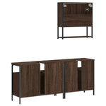 ZNTS 3 Piece Bathroom Furniture Set Brown Oak Engineered Wood 3214669