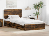 Bed Frame with Drawer Smoked Oak 90 x 190 cm Engineer Wood 3412641
