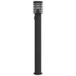 ZNTS Outdoor Floor Lamp with Outlet Black 110cm Stainless Steel 4006379