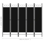 ZNTS 5-Panel Room Divider Black 200x180 cm 320710