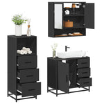 ZNTS 3 Piece Bathroom Furniture Set Black Engineered Wood 3301045
