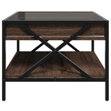 Coffee Table with Infinity LED Brown Oak 50x50x38 cm 847701